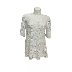 White Cotton Crochet Beach Cover L - Picture 1 of 3