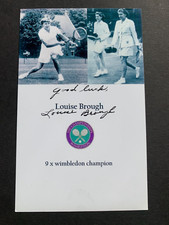 LOUISE BROUGH (†2014) Tennis 4x Wimbledon Winner Signed Photo 9x14.5 Autograph