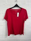 NEW Bm Essentials Ladies Red Square Neck T-Shirt Size L #RS