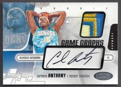 2003-04 Hoops Hot Prospects #95 Carmelo Anthony Rookie Patch Autograph RC /400 - Image 1 of 2
