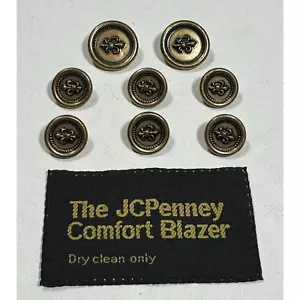 8 Vintage 1980's Blazer 2-Piece Metal Shank Gold Tone Replacement Buttons - Picture 1 of 5