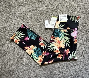 Legging elevado vintage azul marino para mujer talla M corto tiro alto floral - Imagen 1 de 8