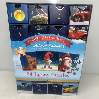 New Eurographics Merry Christmas Advent Calendar - 24 puzzles w/ 50 pcs each - Image 1 of 4