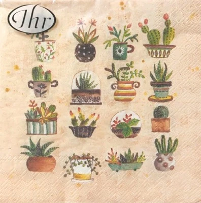 Servilletas de papel IHR 3 capas "suculentas" plantas en maceta almuerzo, cóctel Foto 1 de 4