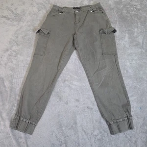 Pantalone donna quasi famoso XL verde cargo jogger orlo elastico conico cotone - Foto 1 di 7