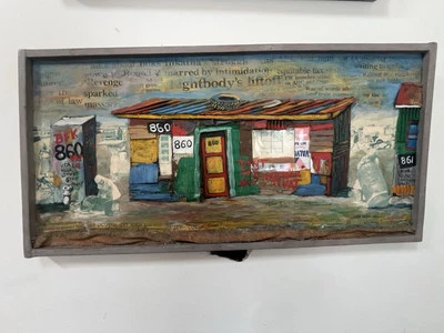 Pintura de medios mixtos Willie Bester. Destacado artista sudafricano. Foto 1 de 4