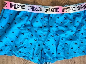 Victoria's Secret PINK Boxershorts Foldover Welpen blau Batik XL Schlaf Lounge - Bild 1 von 5