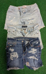 3 pcs Mixed brands girl's Denim shorts (AE, Aero, Abercrombie) - Picture 1 of 10