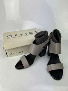 Sandalias OFFICE Quarrier 2 partes tacón bloque correa cruzada - negras y grises Reino Unido talla 8 - Imagen 1 de 7