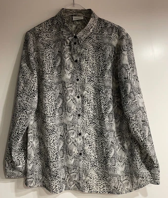 Canda Damen Bluse halbtransparent grau Schlangen Druck Gr. 50 - Bild 1 von 4