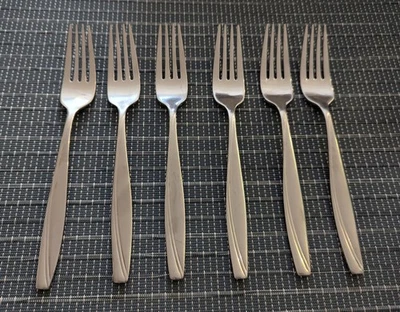 Oneida Camlynn Cleo Stainless Flatware Frosted Handle 6 Dinner Forks - Image 1 of 4