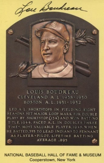 Postal del Salón de la Fama de los Indios de Cleveland autografiada de Lou Boudreau de colección Foto 1 de 1