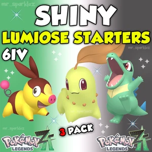 ✨LUMIOSE STARTERS ✨ BRILLANTE 6IV ✨TEPIG + TOTODILE + CHIKORITA✨ Pokemon Legends ZA - Imagen 1 de 2