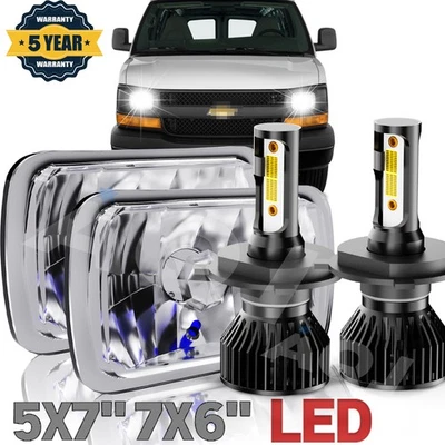 5x7 7x6 LED Headlight Hi-Lo Beam DRL For Chevrolet Express Cargo Van 1500 2500 Foto 1 de 4