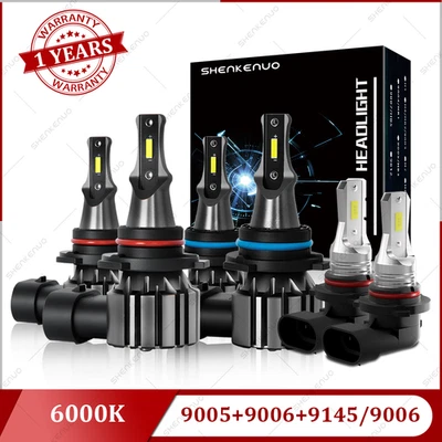 6x Combo LED Headlight Hi/Lo + Fog Light 6000K For Jeep Grand Cherokee 1999-2010 - Image 1 of 4