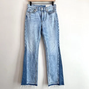 Rag & Bone Women’s 27 Peyton Mid Rise Bootcut Jeans Sliced Two Tone Blue - Picture 1 of 12