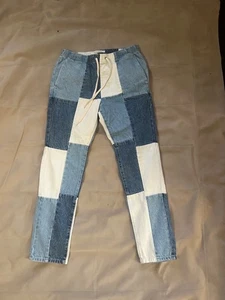 PacSun Men’s Patchwork Denim Jogger Pants Size Small Slim Fit Y2K Streetwear - Picture 1 of 5