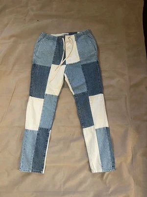 Pantalones de chándal PacSun para hombre de mezclilla con retazos talla pequeña calce ajustado Y2K ropa de calle Foto 1 de 4
