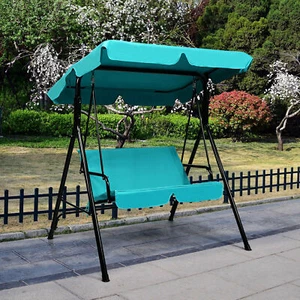 Blue Outdoor Swing Canopy Patio Swing Chair 2-Person Canopy Hammock - Picture 1 of 9
