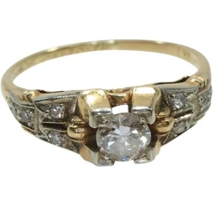 Vintage 14k/18k Deco Diamond Ring. Size 6 - Picture 1 of 6