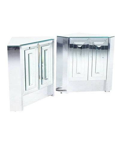 Ello Mid Century Skyscraper Mirrored Corner Nightstands - A Pair Cover