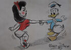 Rare cartoon drawing, production cel Walt Disney Donald Duck, signed and stampe