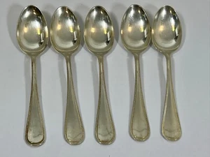 6 Small Spoons 90s Silver Pad Capera Pearl Edge Teaspoon Desert Spoon - Picture 1 of 8