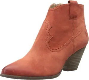 Frye Reina Ankle Booties Boots Leather Zipper Women's Size 5.5M Coral - Picture 1 of 18