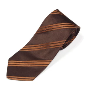 HUGO BOSS Sleek Dark Brown Light Brown Striped Men's Silk Neck Tie - Picture 1 of 3