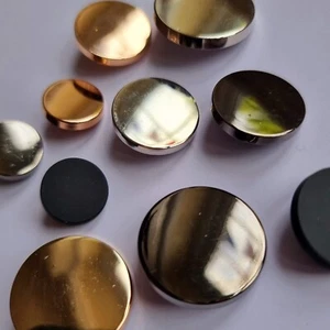 BOTONES DE METAL DE LUJO - ORO, PLATA, NEGRO, NÍQUEL, REDONDO, 25MM, 20MM, 15MM, REINO UNIDO - Imagen 1 de 18
