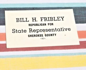 Vintage Political Election Calling Card, 1960’s KS, Bill H. Fribley Republican - Bild 1 von 2