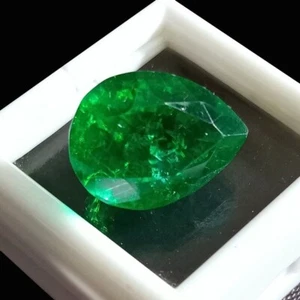 Loose Gemstone 8.50 Ct Natural CERTIFIED Green COLOMBIAN Emerald Pear Shape - Picture 1 of 4