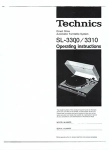 Technics  Bedienungsanleitung user manual owners für SL 3300 3310 englisch Copy - Picture 1 of 1