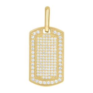 Ciondolo uomo in oro giallo 10 kt con targhetta cane cubic-zirconia - Foto 1 di 1