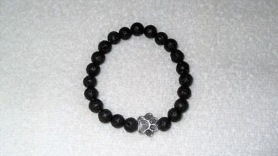 Paw Print Animal Pet Charm Bracelet Jewelry Lava Rock Turquoise Dog Kitty Cat - Image 1 of 2