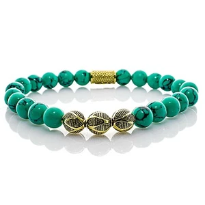 Türkis 925 Sterling Silber Armband Bracelet Perlenarmband Kugel grün 18k Gold - Bild 1 von 13