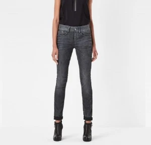 $220 Authentic G-STAR RAW Women Lynn Mid Waist Skinny Aged Cobler Stretch Jeans - Picture 1 of 6