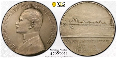 PCGS Mainz 1913 SP-63 Shooting Medal Silver City View Matte Proof Germany Rare - Image 1 of 4