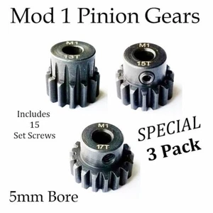 RCP-Pinion Gears 5mm Bore Mod 1 Speed Runs or Bashing Hardened Steel - Picture 1 of 21