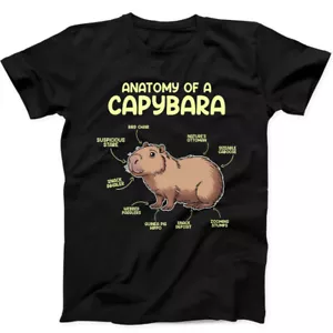 Anatomy of a Capybara Cute Animal Meme Funny Gift Tee Black T Shirt 307 - Picture 1 of 2