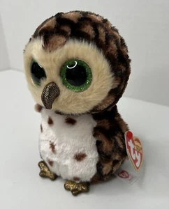 TY BEANIE BOOS Sammy Eule Plüsch TYSILK 7 Zoll Halloween Stofftier grüne Augen - Bild 1 von 9