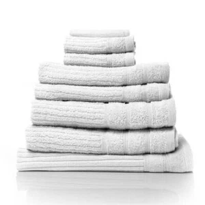 Royal Comfort Eden Egyptian Cotton 600GSM 8-Piece Towel Pack White Brand New - Picture 1 of 6