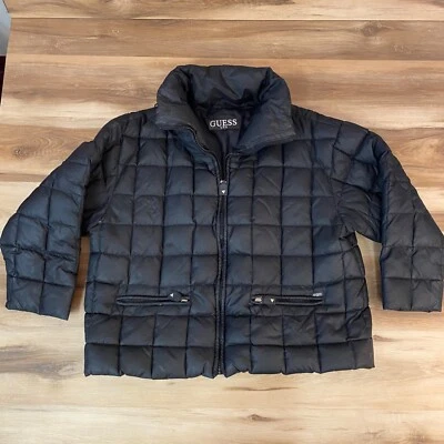 Chaqueta acolchada Guess para mujer grande negra acolchada cremallera completa plumón de ganso holgada años 90 EE. UU. Foto 1 de 4