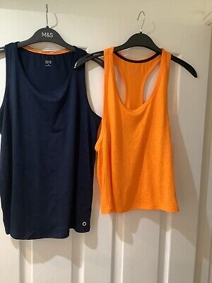 Two Marks And Spencer Goodmove Training/gym Tops, Size 10, Orange And Navy • 9.61€