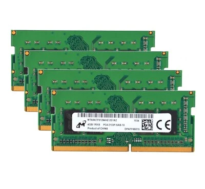 Micron 4x 4GB 1RX8 DDR4-2133P PC4-17000 1.2V CL15 SO-DIMM Laptop Memory RAM - Image 1 of 4