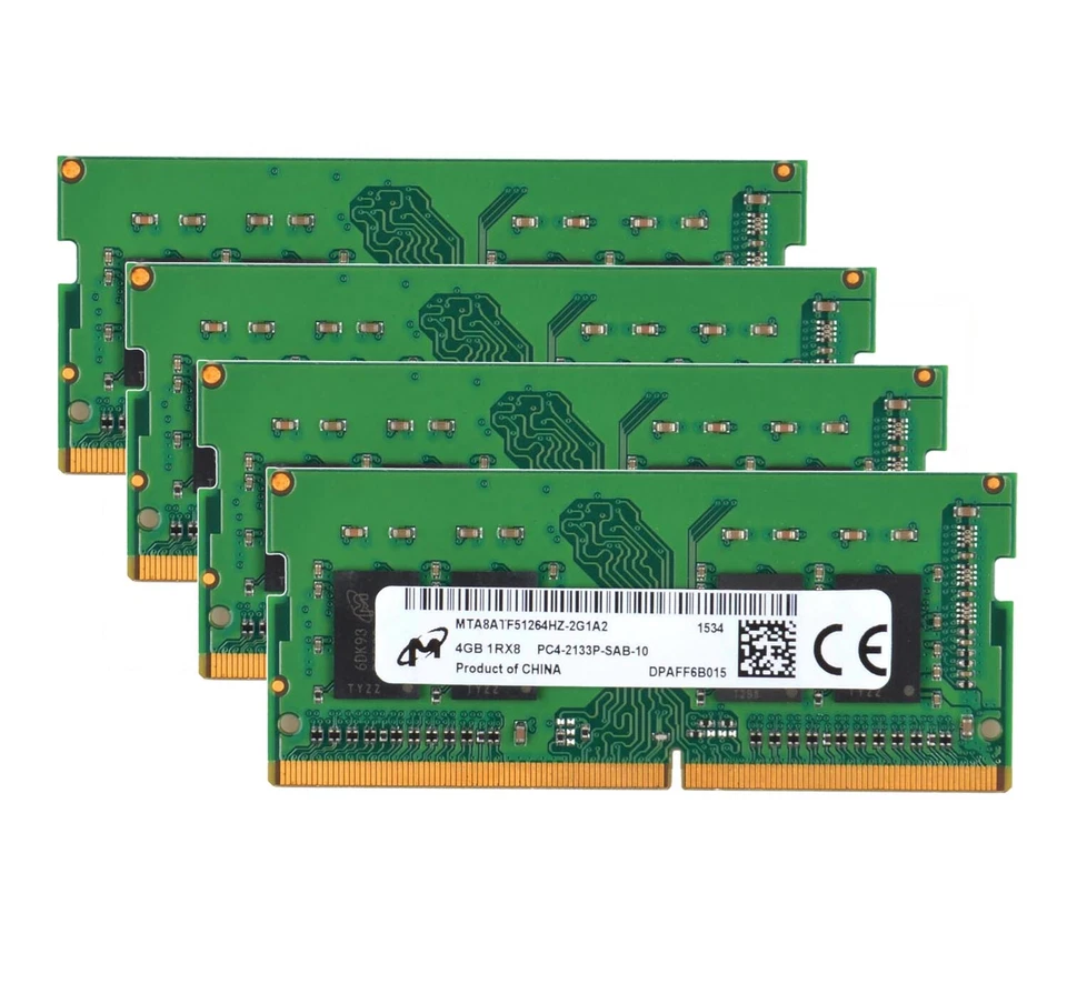 Micron 4x 4GB 1RX8 DDR4-2133P PC4-17000 1.2V CL15 SO-DIMM Laptop Memory RAM - Image 1 of 4