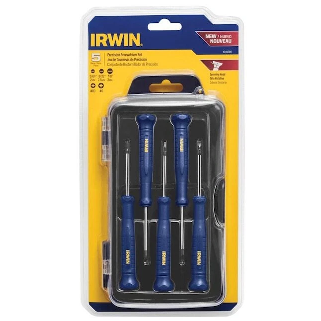 IRWIN 1949289 5pc SCREWDRIVER SET: 5/64 (2mm), 3/32 (2.5mm), 1/8 (3mm), #00, #0 - Image 1 of 1