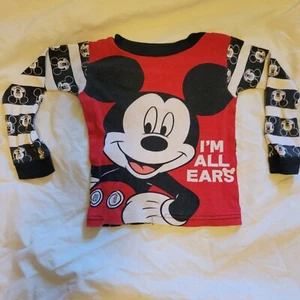 Disney Shirt Kids 2T Small Blue White Mickey Mouse Long Sleeve - Picture 1 of 4