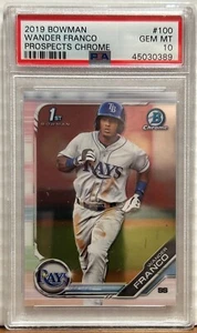 2019 Bowman 100 Wander Franco PSA Gem Mint 10 Prospects Chrome Devil Rays Rookie - Picture 1 of 2