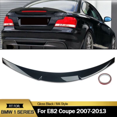 M4 Style Rear Spoiler Lip For BMW E82 125i 128i 135i Coupe 2007-2013 Gloss Black - Image 1 of 4